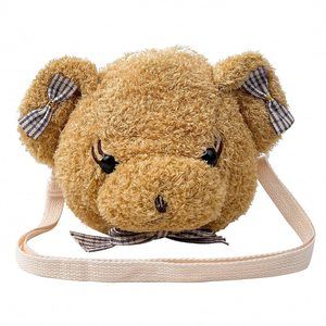 Shoulder Bag Cartoon Faux Fur Teddy Bear Head Handbag Cute Bag ^-^